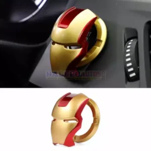 01 254 CAH SBC IM RED Iron Man Red Aluminum Car Push Start Button Cover HaseebAutos.com