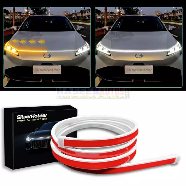 01 274 CAH LE HL DW Dynamic White Amber LED Car Hood Strip Lights 12V HaseebAutos.com