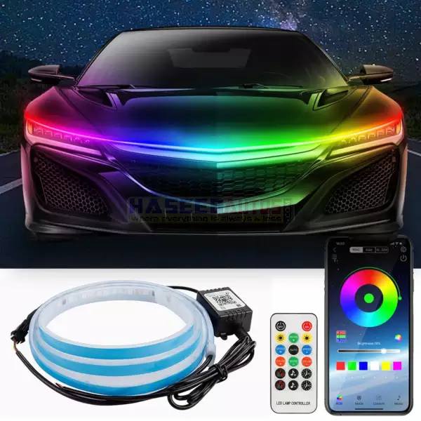 01 275 CAH LE HL DM Dynamic Multi Color LED Car Hood Strip Lights 12V HaseebAutos.com