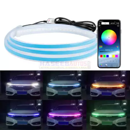 01 276 CAH LE HLA App Controlled Multi Color LED Hood Light Waterproof and Flexible HaseebAutos.com