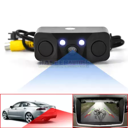 01 319 CAH CAM2IN1 Night Vision Rear View Camera with Parking Sensor for Cars HaseebAutos.com