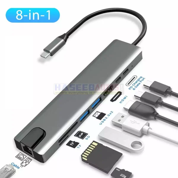 01 AH HA 0008 8 IN1 MULTI PORT TYPE C TO USB C 4K HDMI ADAPTER USB 3 0 8 in 1 usb haseebautos.com